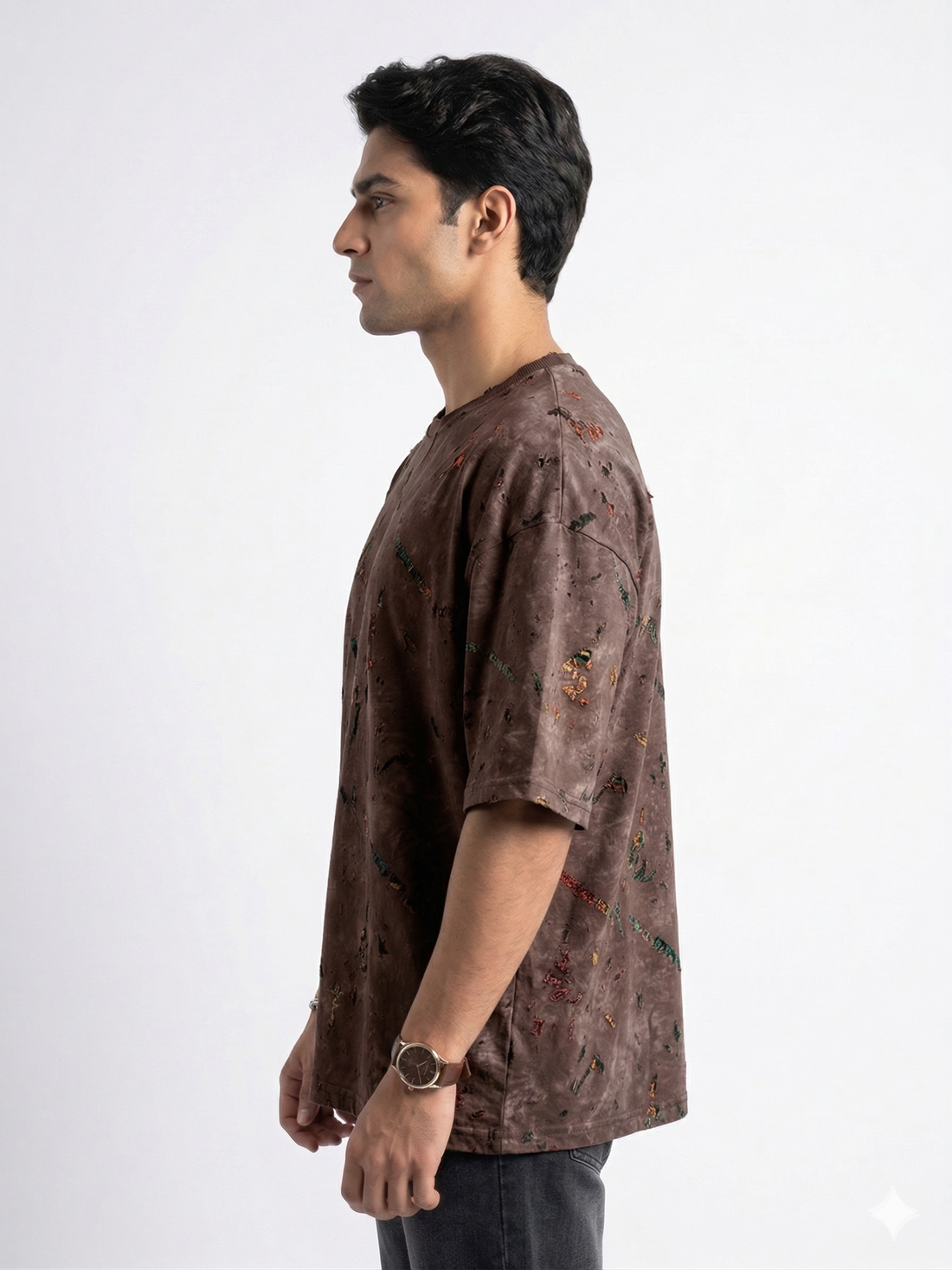 Date Brown — Acid Washed Boxy Fit Oversized Tee
