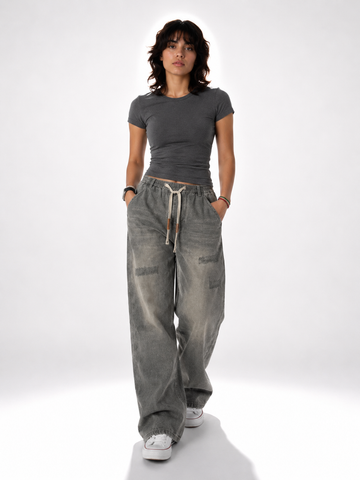 Gray Washed Baggy Jeans – Relaxed Fit