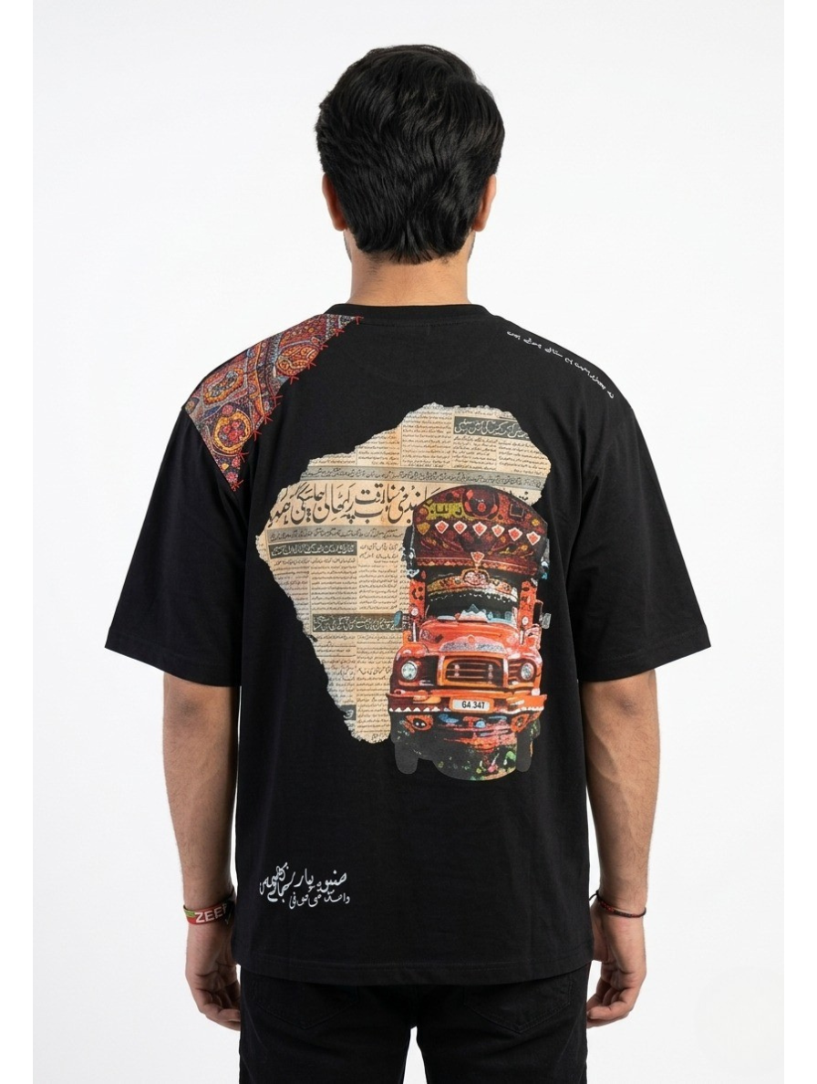 Sada-e-Virasat Men/Women Oversized Tee Cotton Truck Art Print Streetwear T-Shirt.