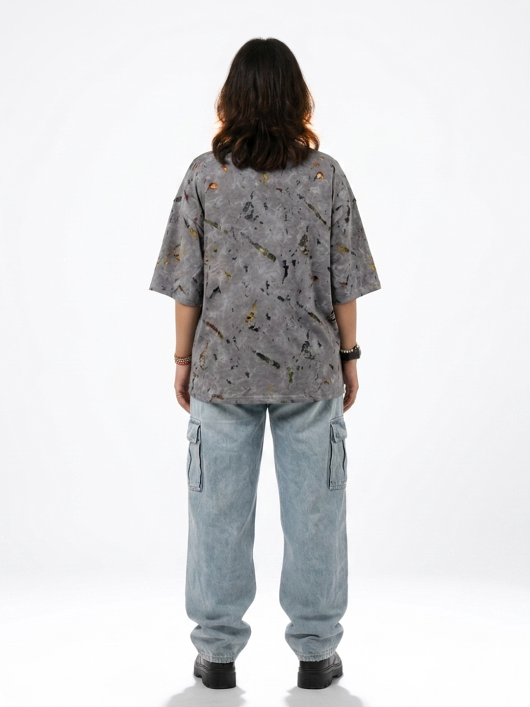 Gray Acid Washed Boxy Fit Oversized Tee