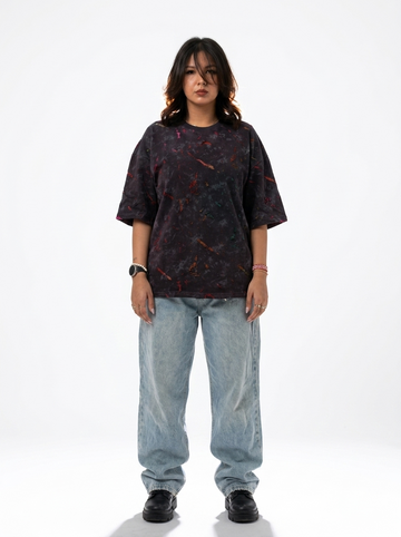 Black Acid Washed Boxy Fit Oversized Tee